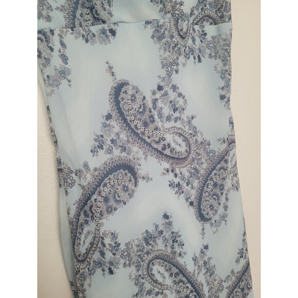 Vintage Y2k Studio Y Paisley Print Babydoll Midi Dress Size 11 Blue Boho Western - Picture 4 of 8